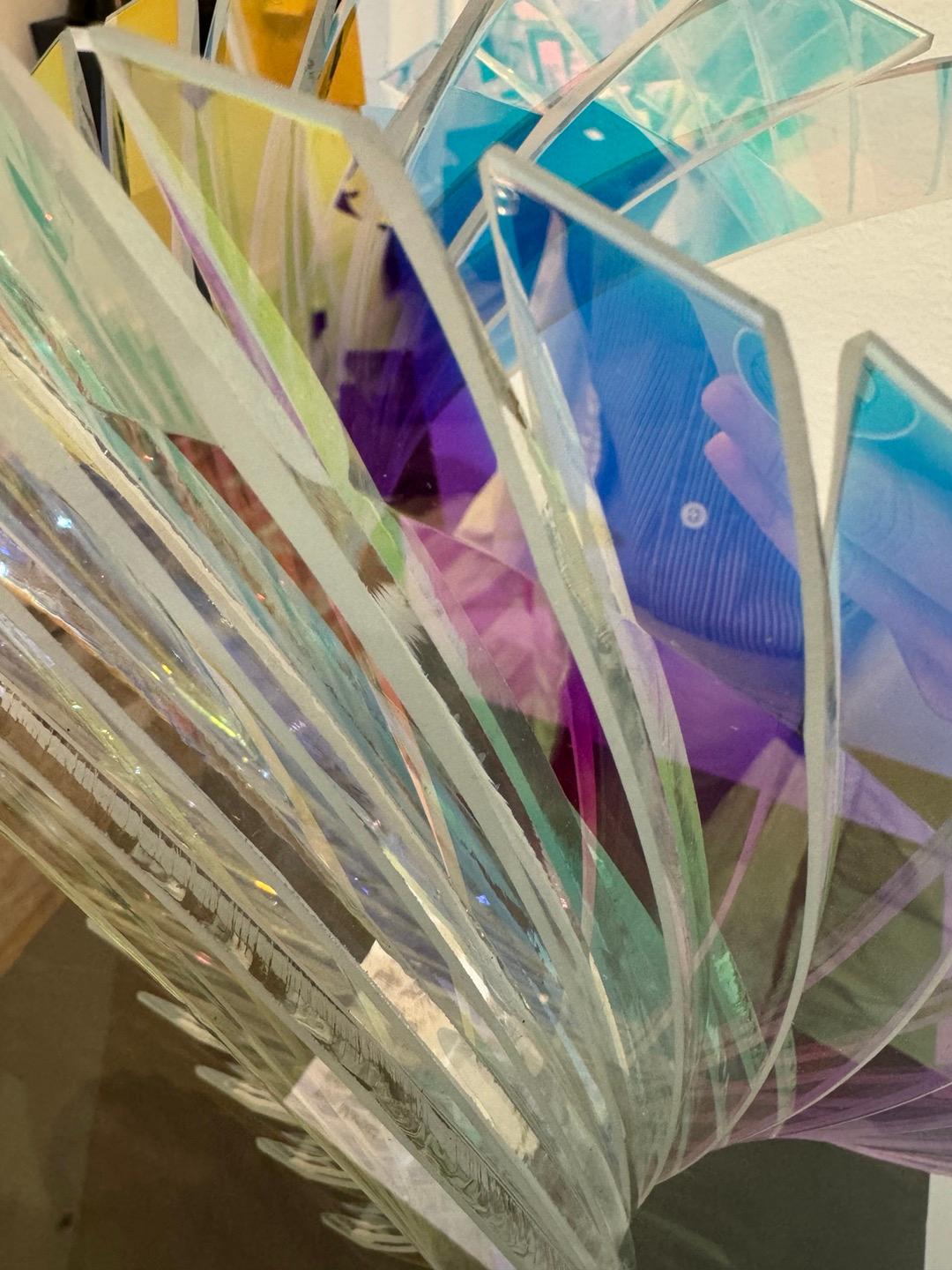 'Baby Wings in Starfire Dichroic' Abstract Glass Sculpture For Sale 1