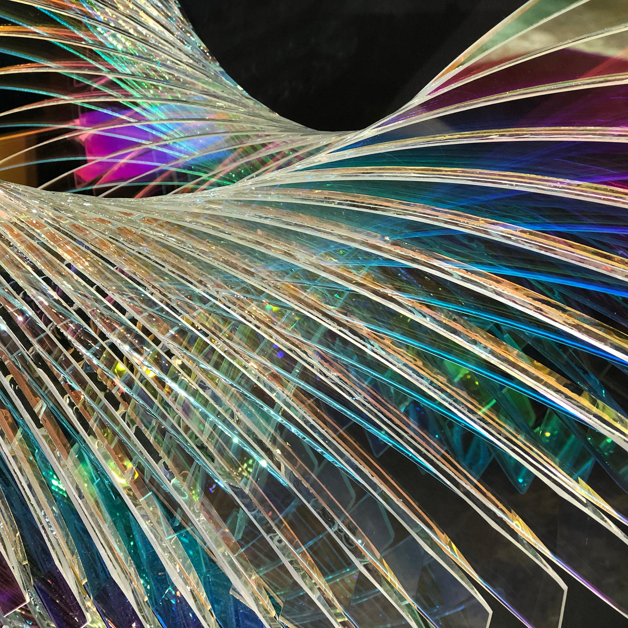 Blue Monk Dichroic - Black Abstract Sculpture by Tom Marosz