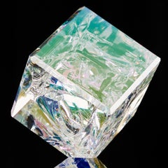 'Double Cube' Fused, Cut and Polished Dichroic Glass Sculpture