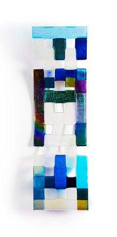 Scultura da parete in vetro 'Flowing Wave', tagliata, lucidata, galleggiante