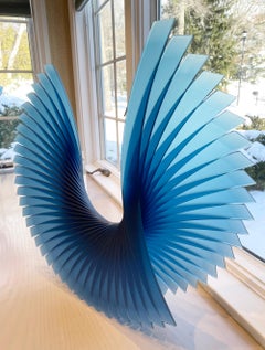 Scultura in vetro 'Phoenix in Pacifica', tagliata, smerigliata, sabbiata, galleggiante