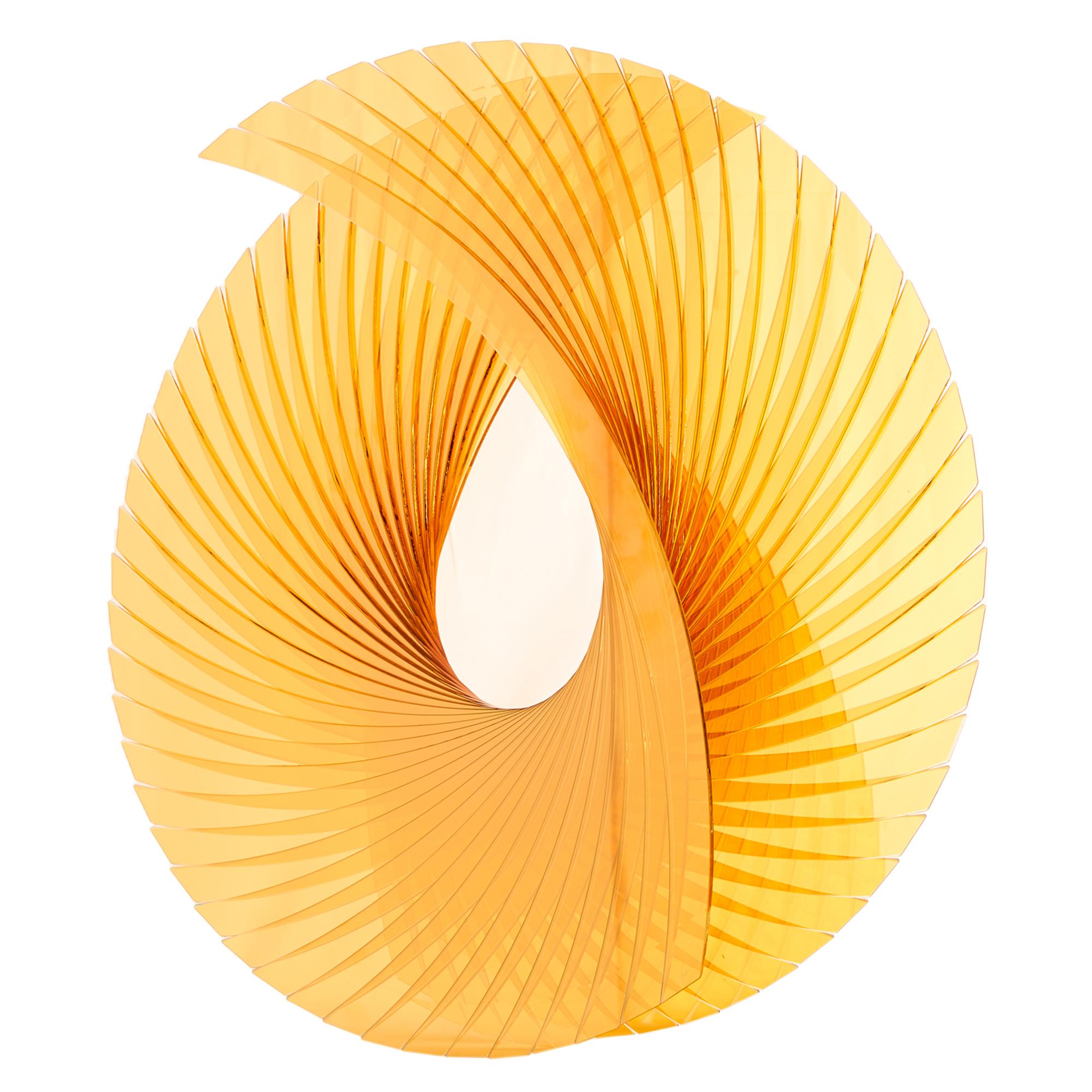 'Tear for Henry Gold' , Fused, Cut and Polished Glass Sculpture - Orange Abstract Sculpture by Tom Marosz
