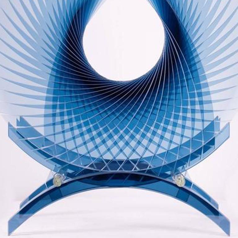 'Tear For Henry Pacifica', Fused, Cut and Polished Dichroic Glass Sculpt - Abstract Geometric Sculpture by Tom Marosz