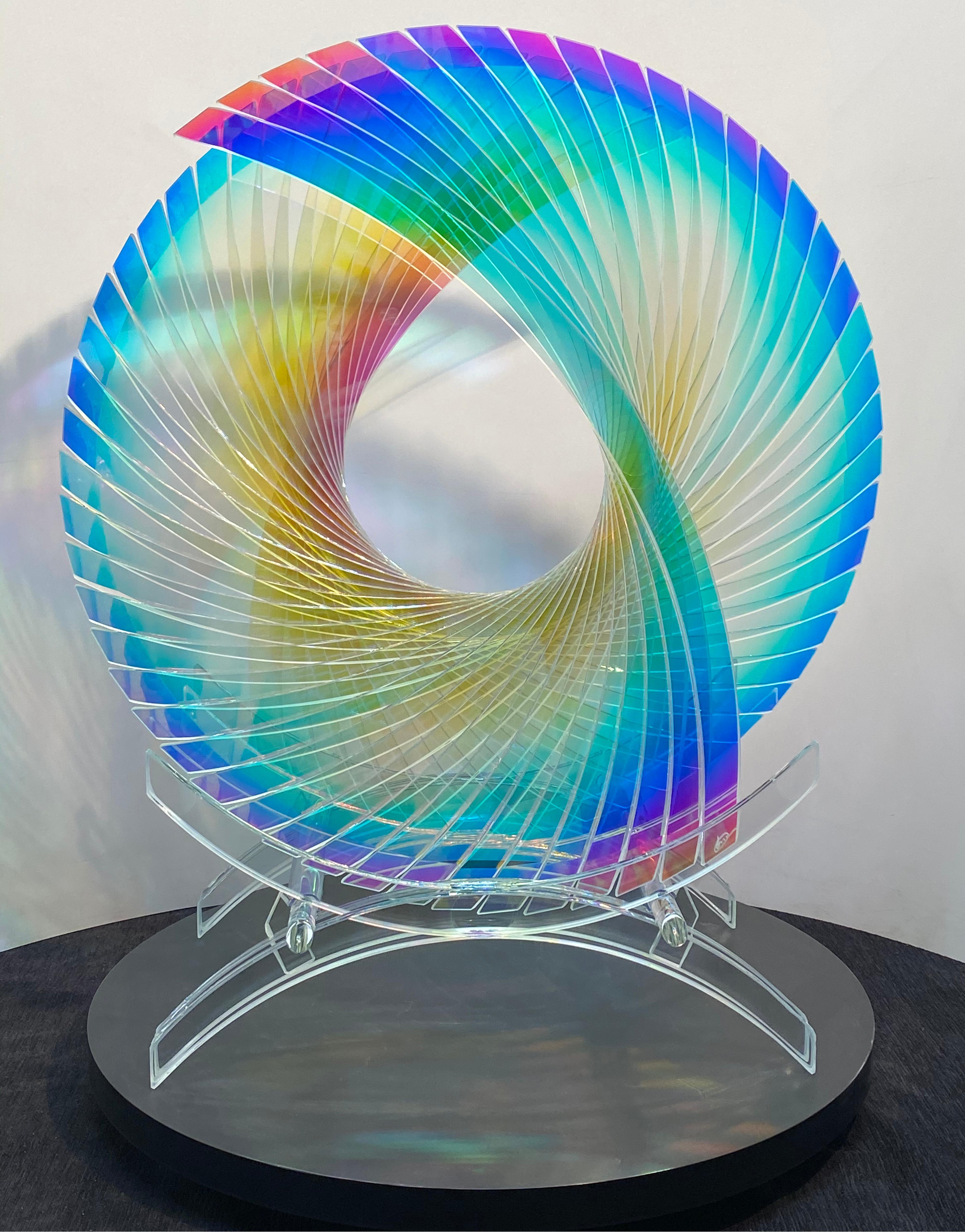 Tom Marosz Abstract Sculpture - 'Tear for Henry Starfire Dichroic Sunburst' , Fused, Cut and Polished Glass 