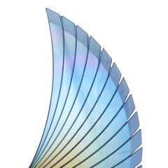 „Wings Dichroic Blue“, Skulptur aus geschliffenem, geschliffenem und poliertem Dichroic-Glas