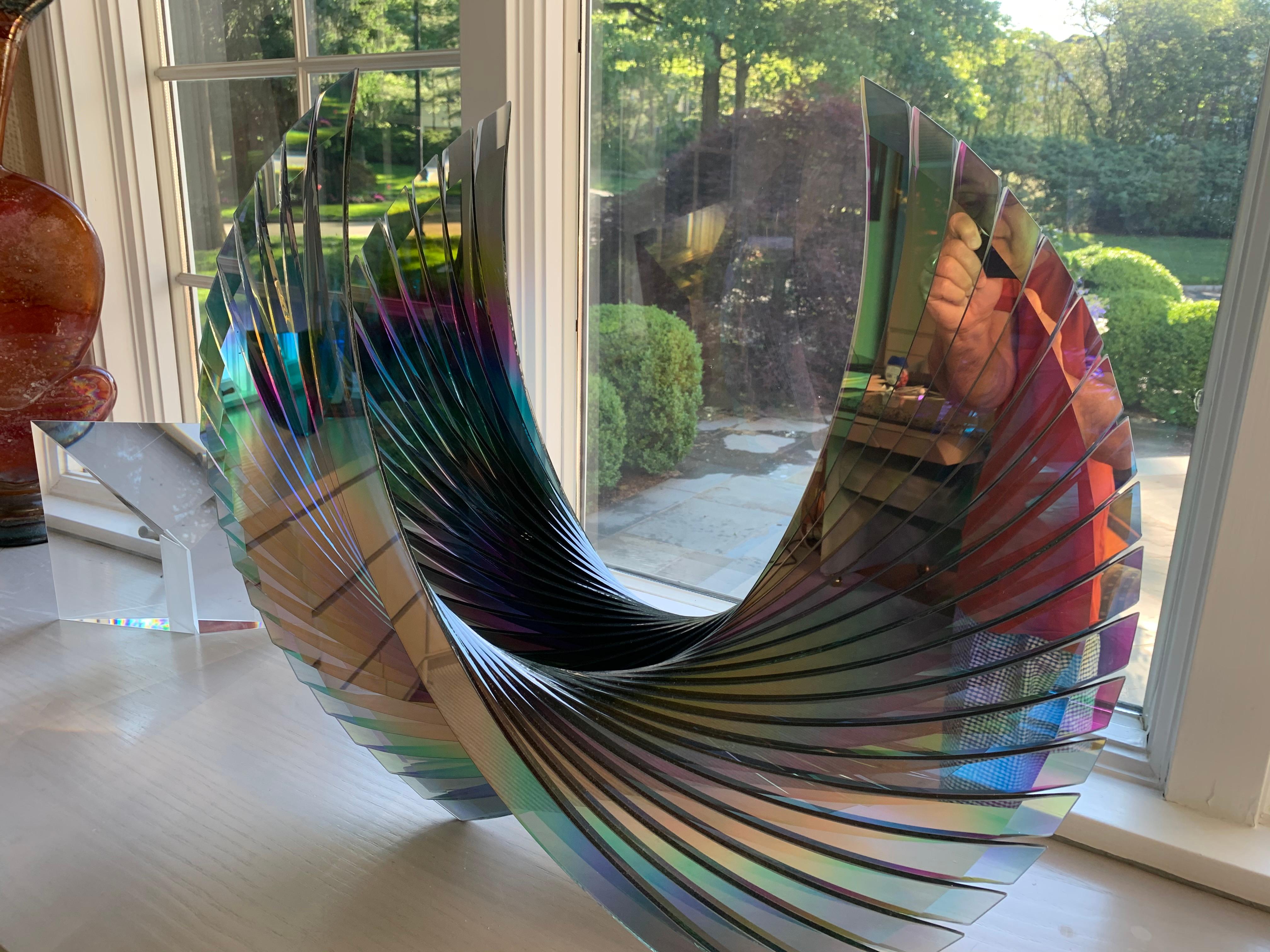 'Wings Dichroic Grey', Fused, Cut and Polished Dichroic Glass Sculpture 1