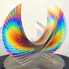 'Wings Dichroic Starfire', Fused, Cut and Polished Dichroic Glass Sculpt