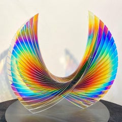 'Wings Dichroic Starfire', Fused, Cut and Polished Dichroic Glass Sculpt
