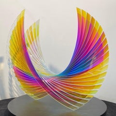 'Wings Dichroic Starfire Sunburst' Fused, Cut and Polished Dichroic Glass