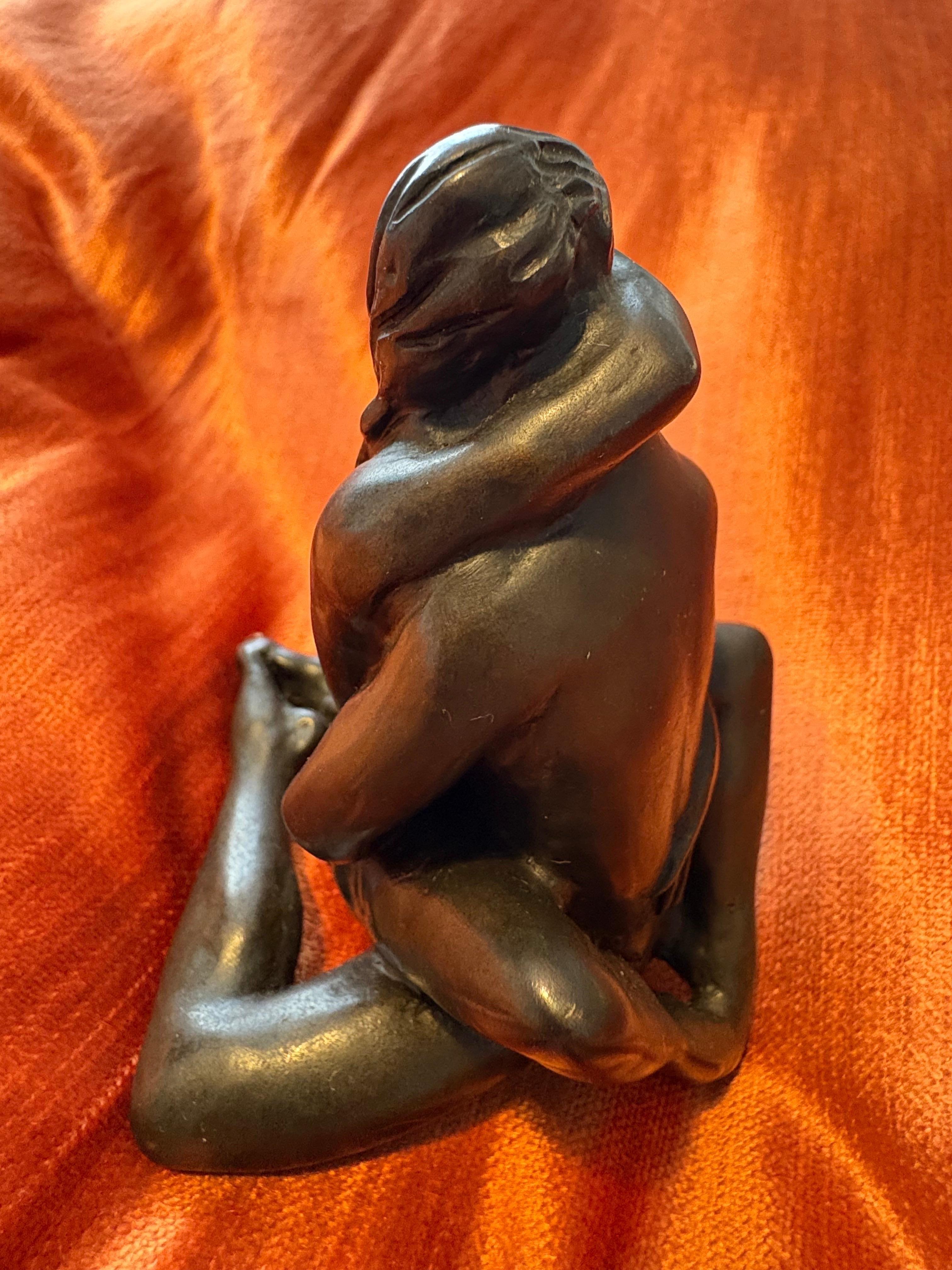 Tom Merryfield Nude Sculpture - "Embrace", miniature bronze statue by Tom Merrifield
