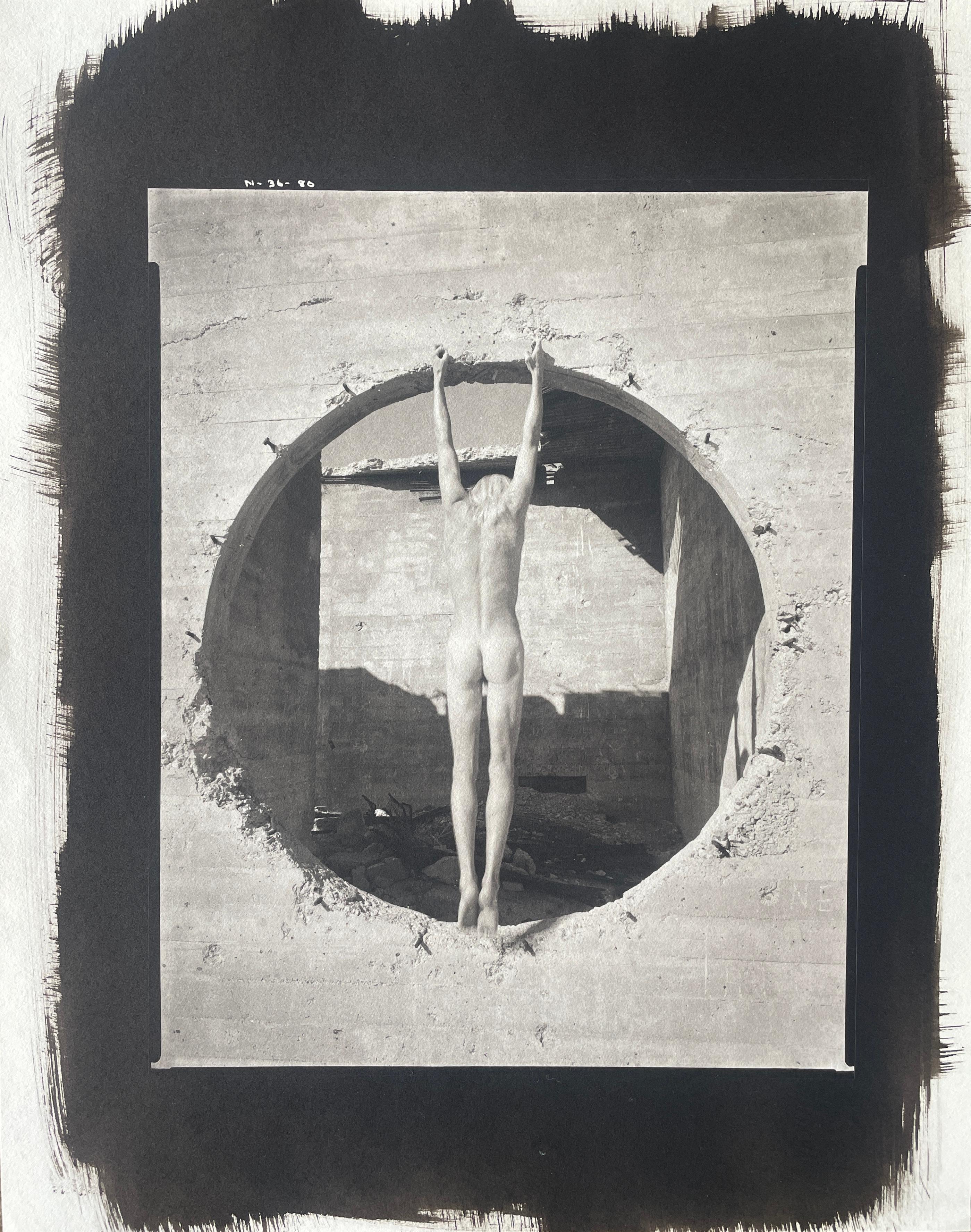 Strong Nude Woman in Concrete Circle, Death Valley