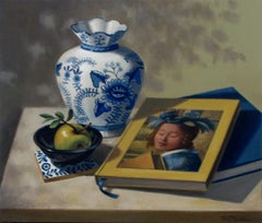 STILL LIFE WITH VERMEER, Painting, Acrylic on Canvas