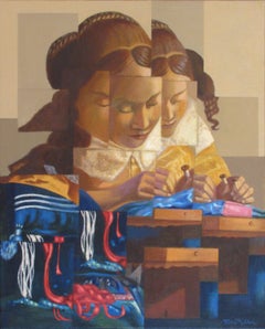 THE LACE MAKER, Painting, Acrylic on Canvas