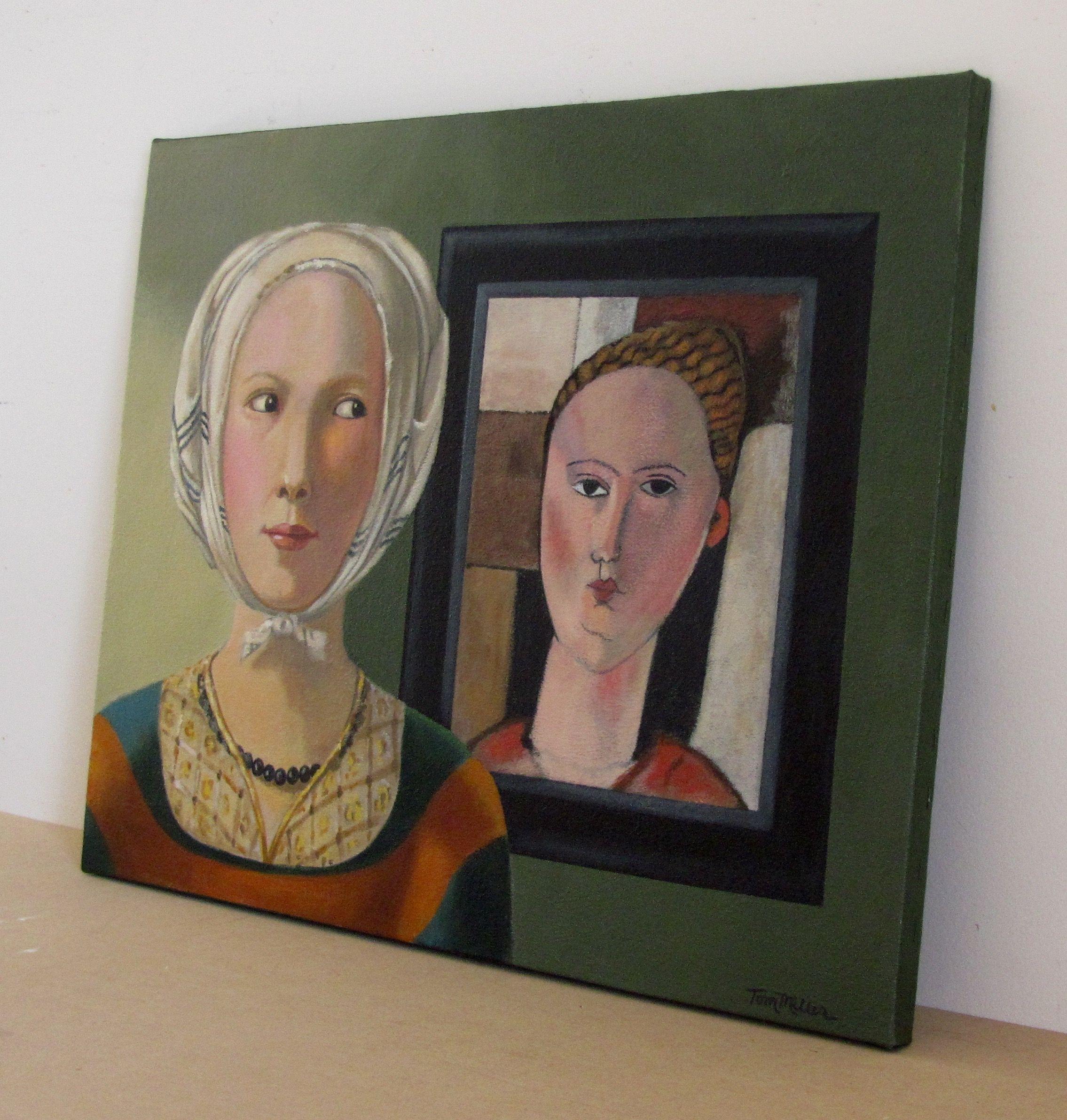 TWO WOMEN features portraits by Modigliani and Georges de La Tour, and pays homage to these two great artists.  The La Tour portrait from the 17th century looks forward in time toward the Modigliani, from the early 20th century.  One may wonder what