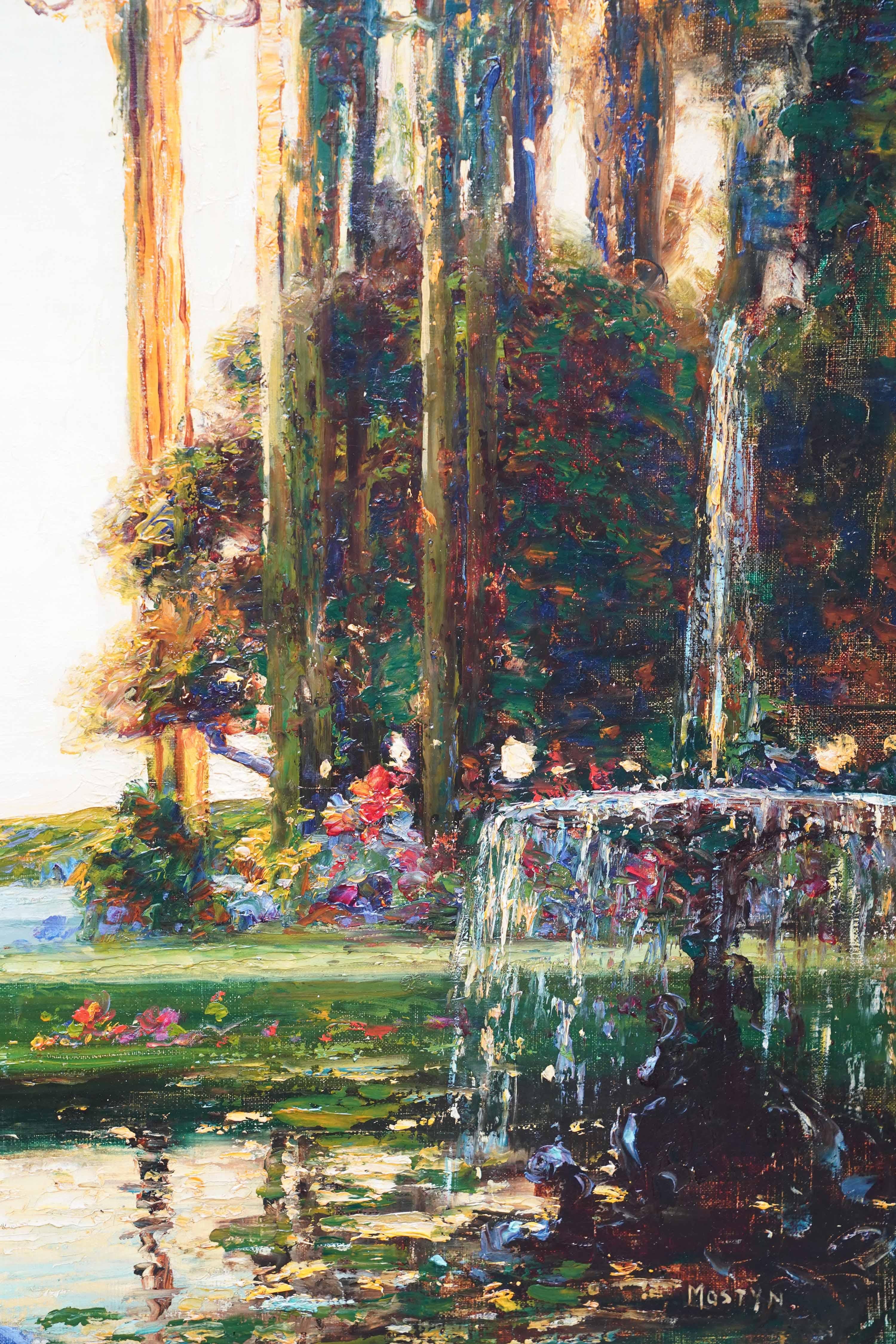 Coastal Garden - British Edwardian Impressionist art landscape oil painting For Sale 7