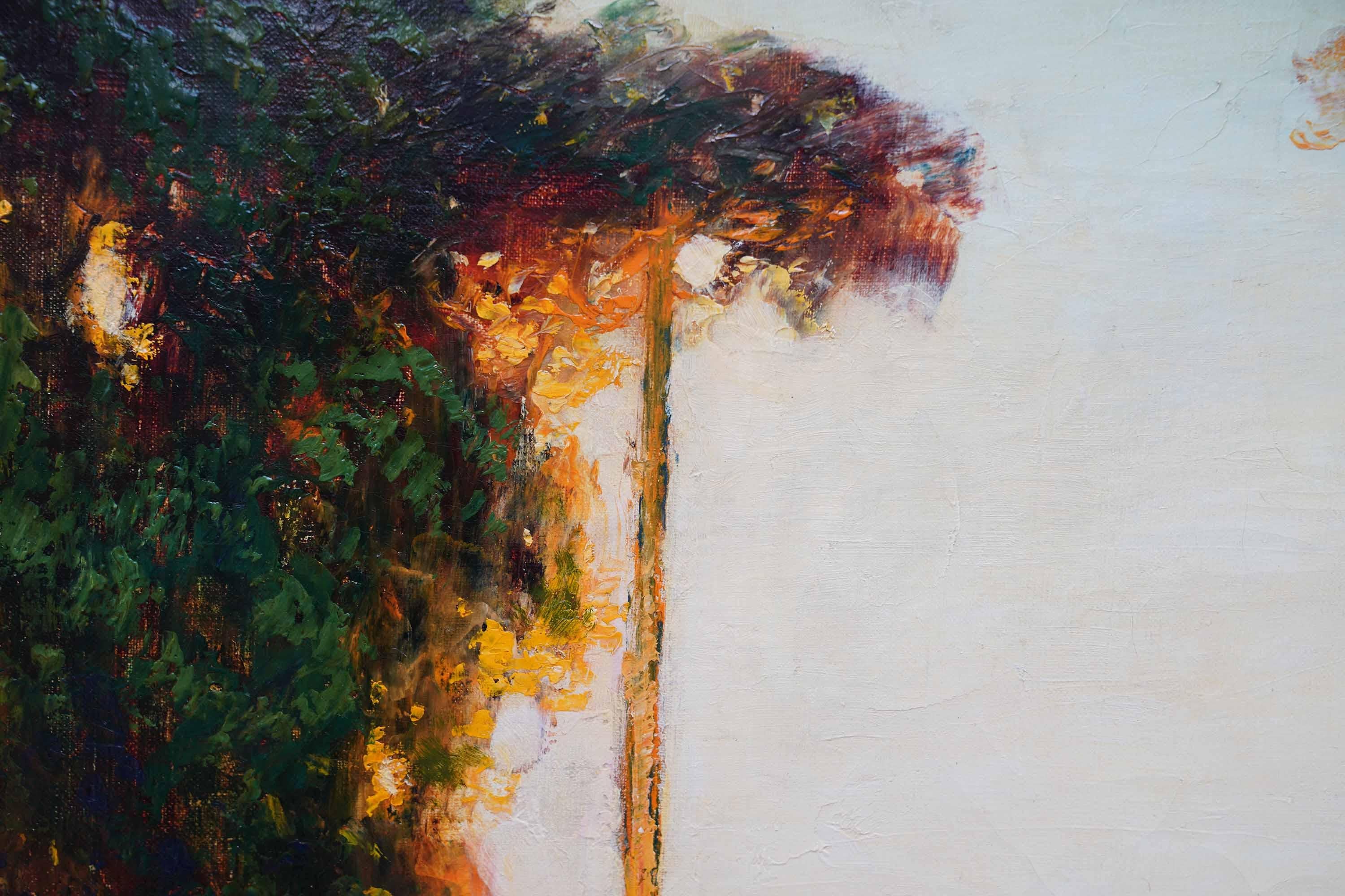 Coastal Garden - British Edwardian Impressionist art landscape oil painting For Sale 8