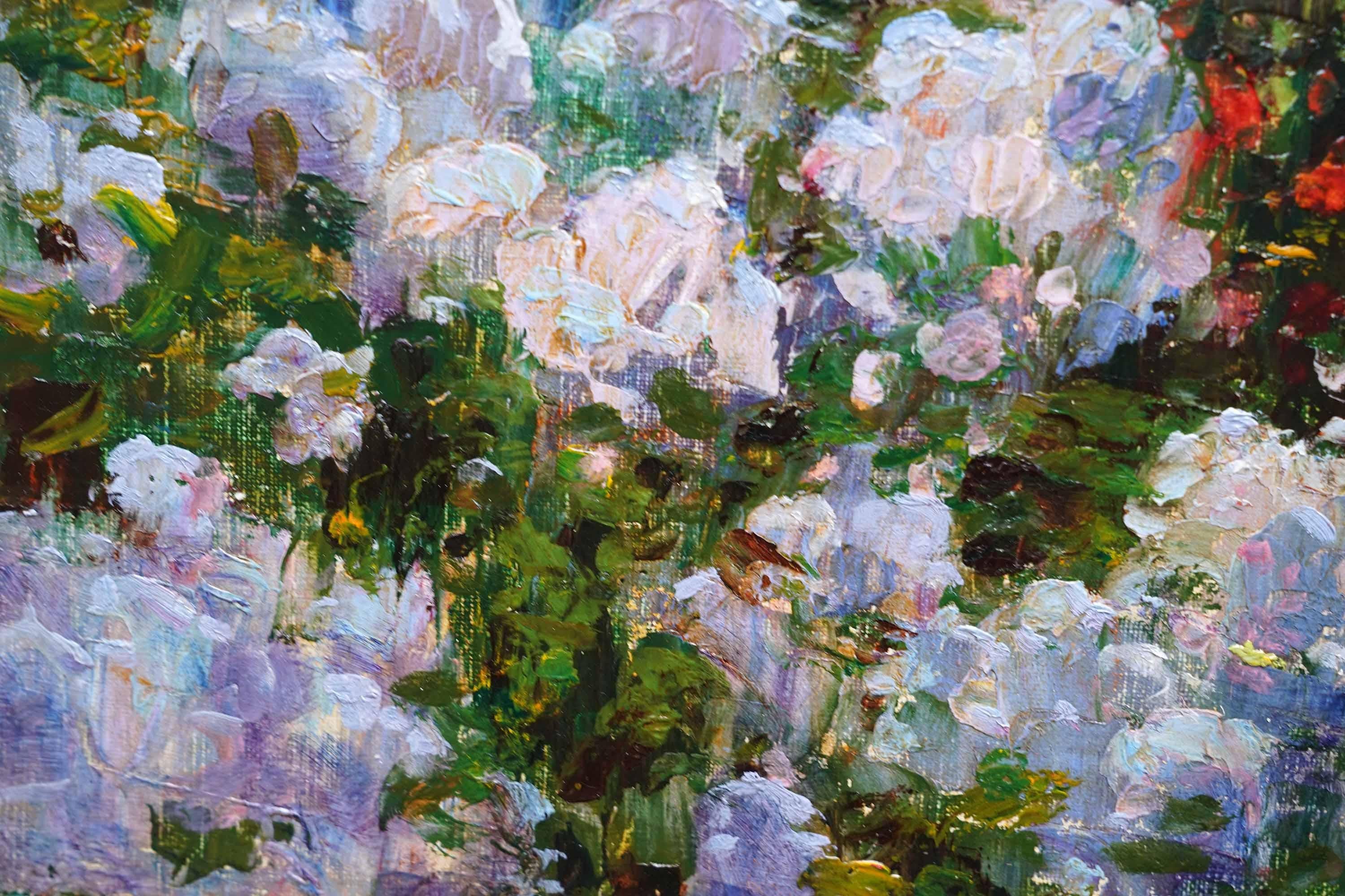 Coastal Garden - British Edwardian Impressionist art landscape oil painting For Sale 3
