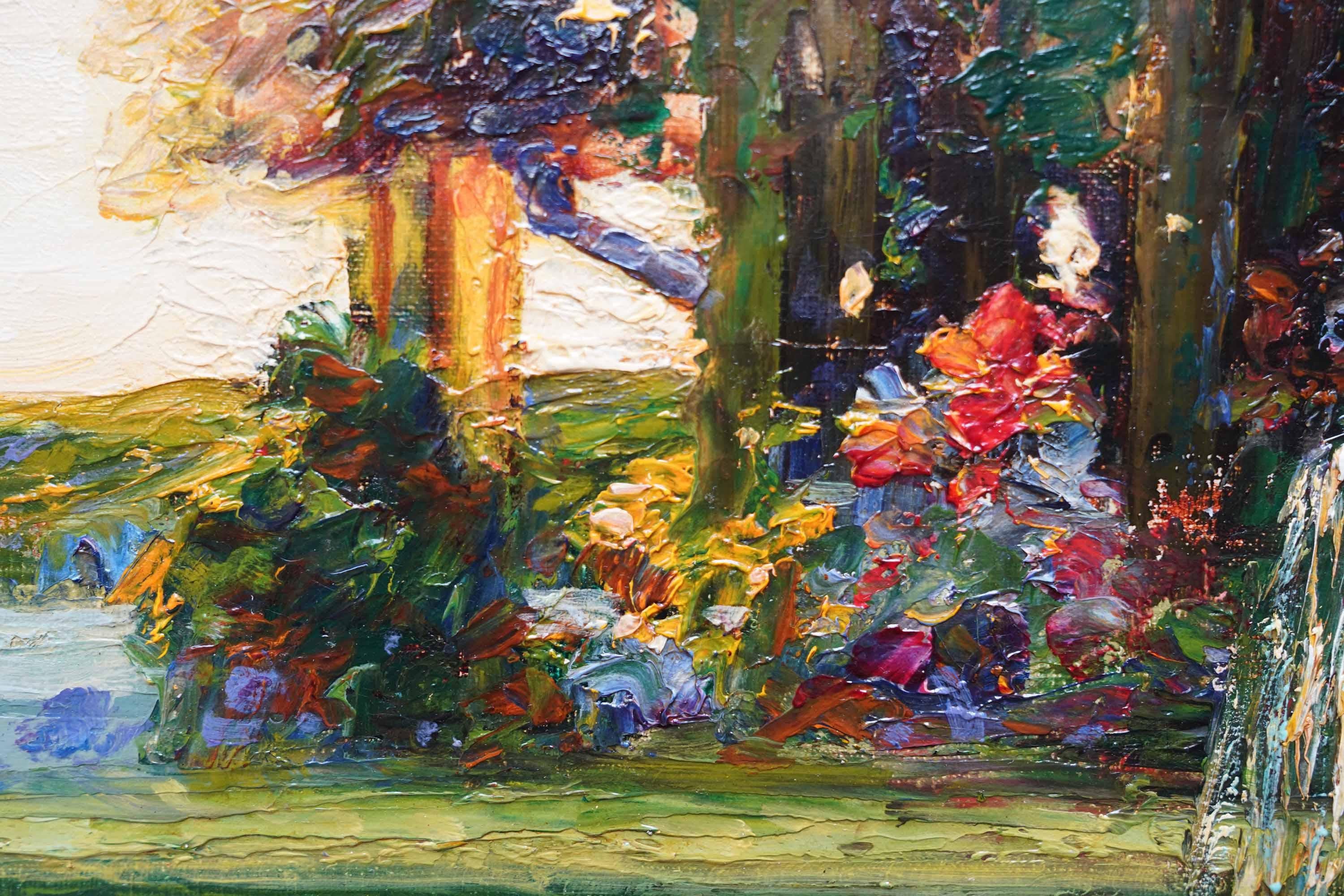 Coastal Garden - British Edwardian Impressionist art landscape oil painting For Sale 5