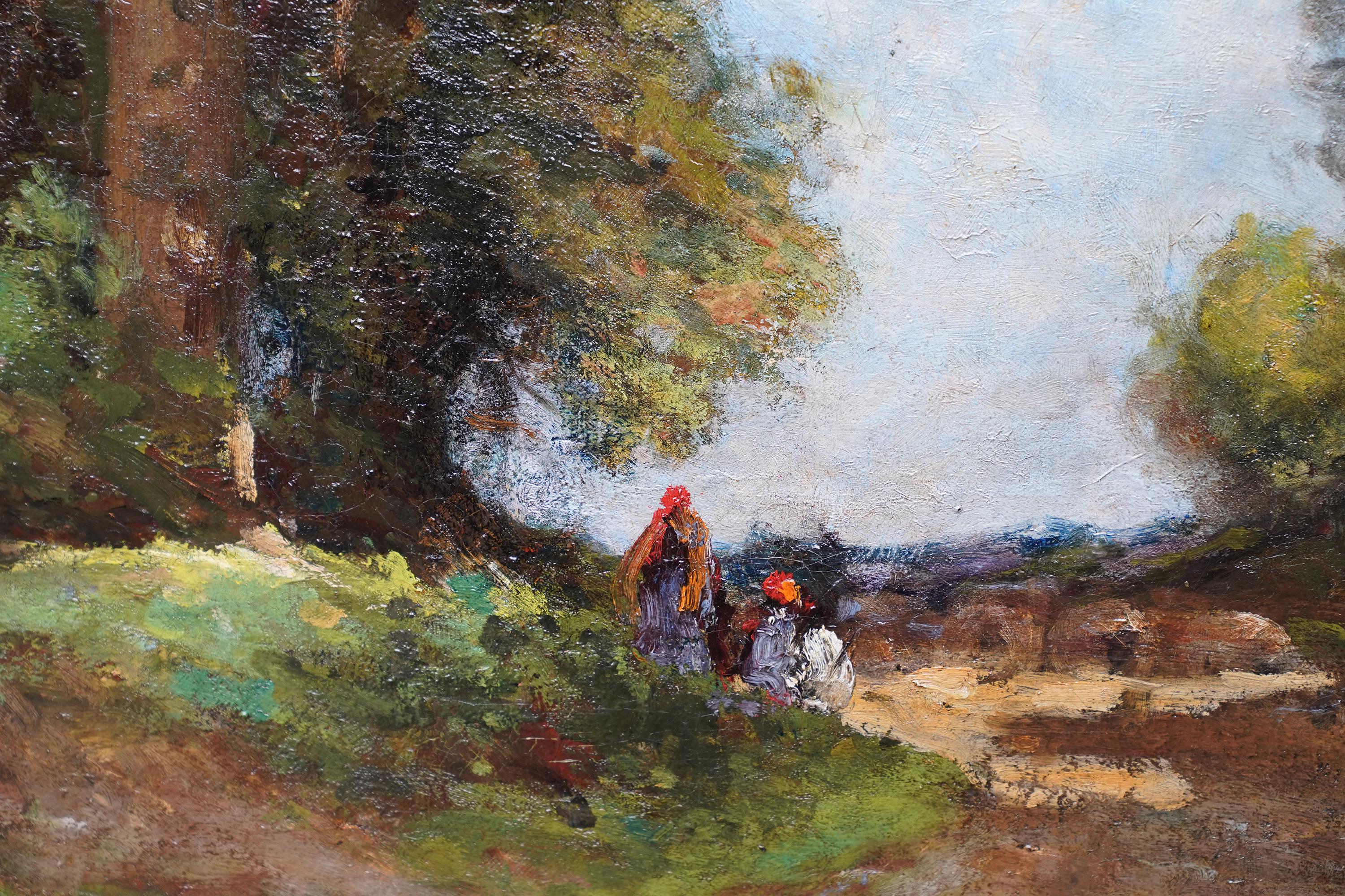 Figures on a Woodland Path - British Edwardian art landscape oil painting For Sale 2