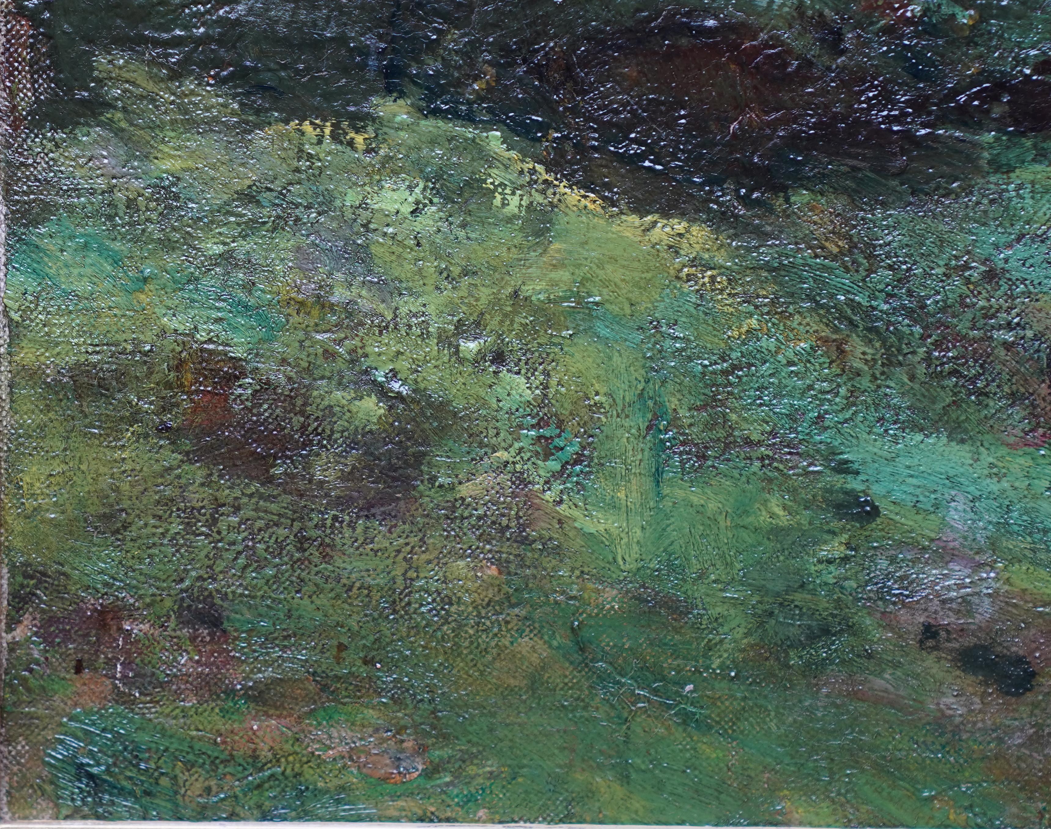 Figures on a Woodland Path - British Edwardian art landscape oil painting For Sale 5