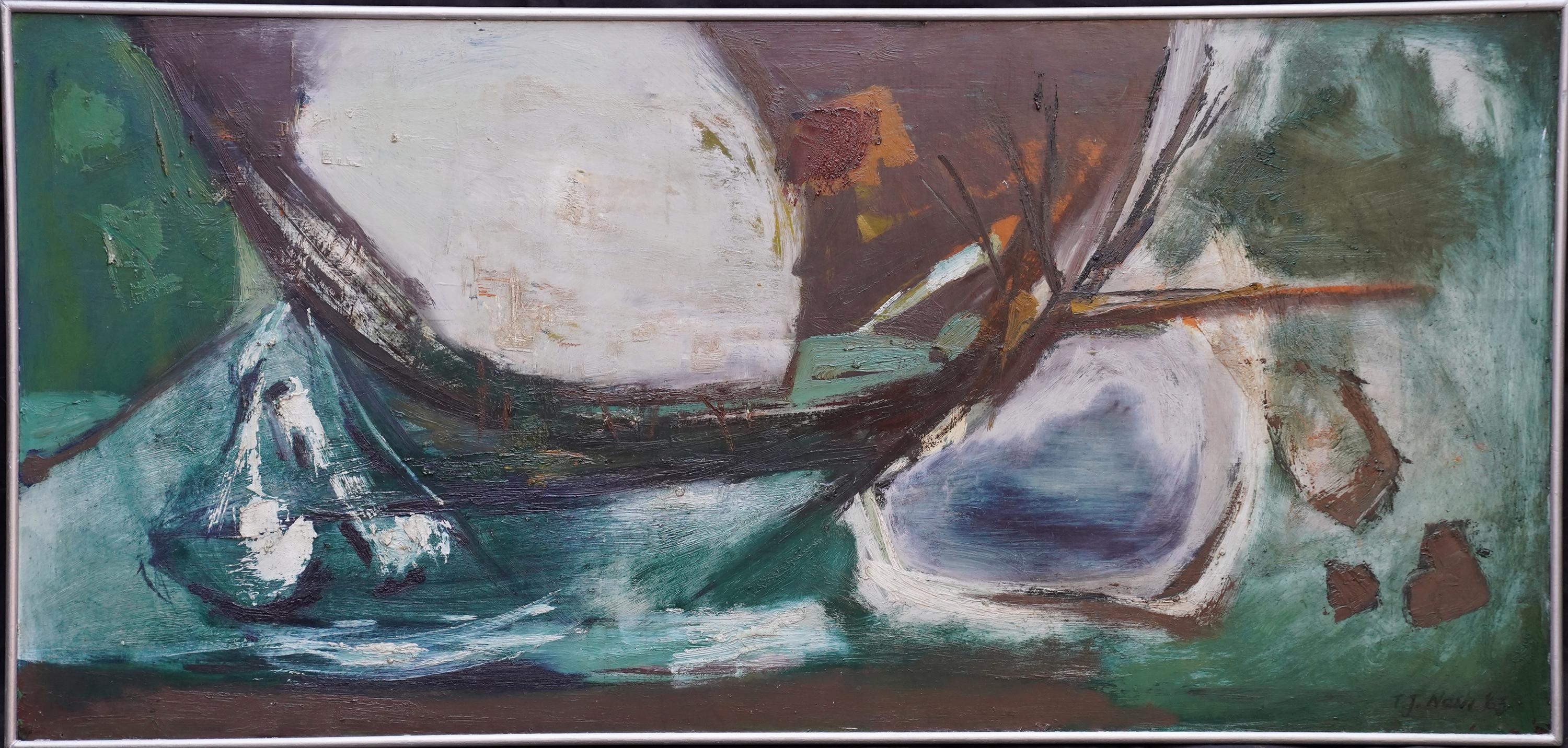 Vallée abstraite - Peinture à l'huile abstraite d'art gallois de 1963 en vente 8
