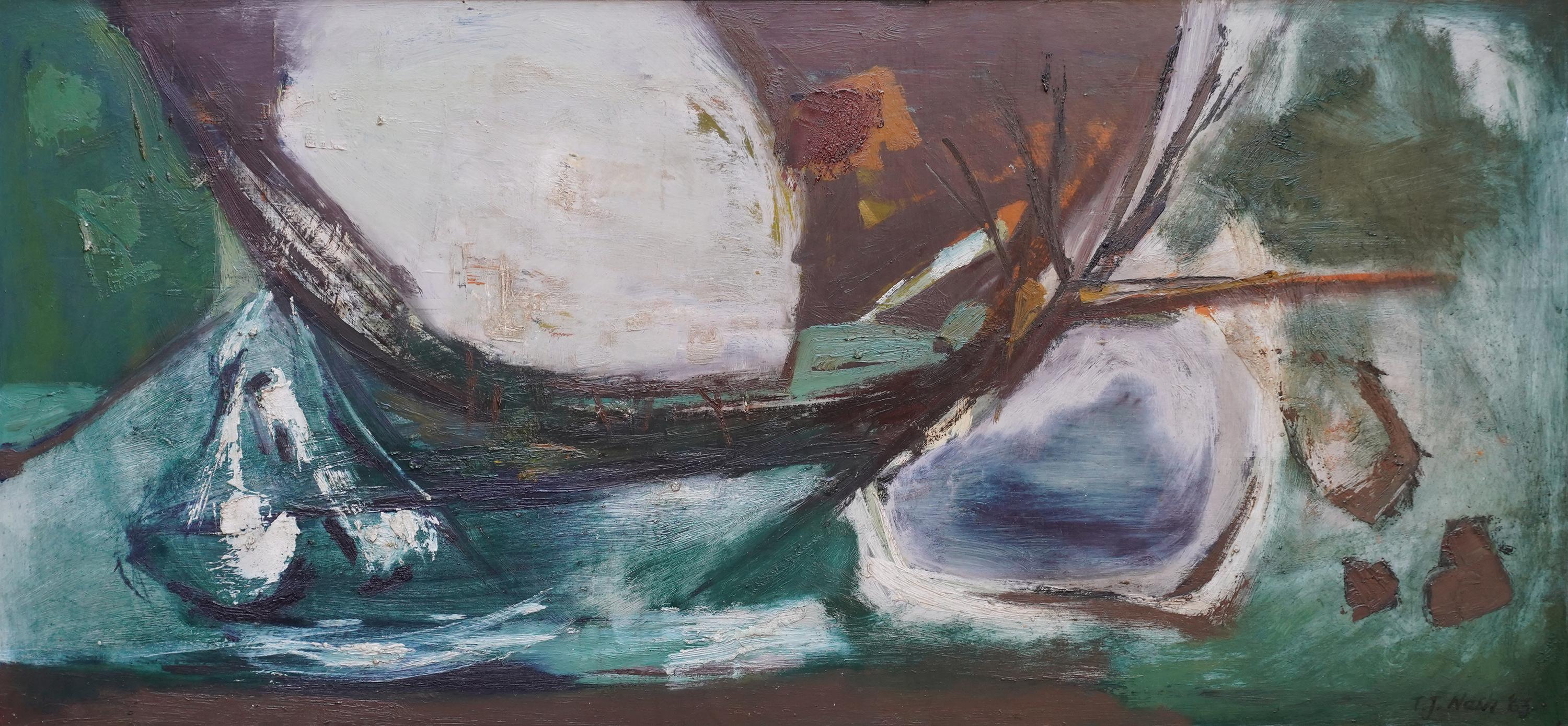 Abstraktes Tal - Walisische 1963 Kunst abstrakte Landschaft Ölgemälde – Painting von Tom Nash