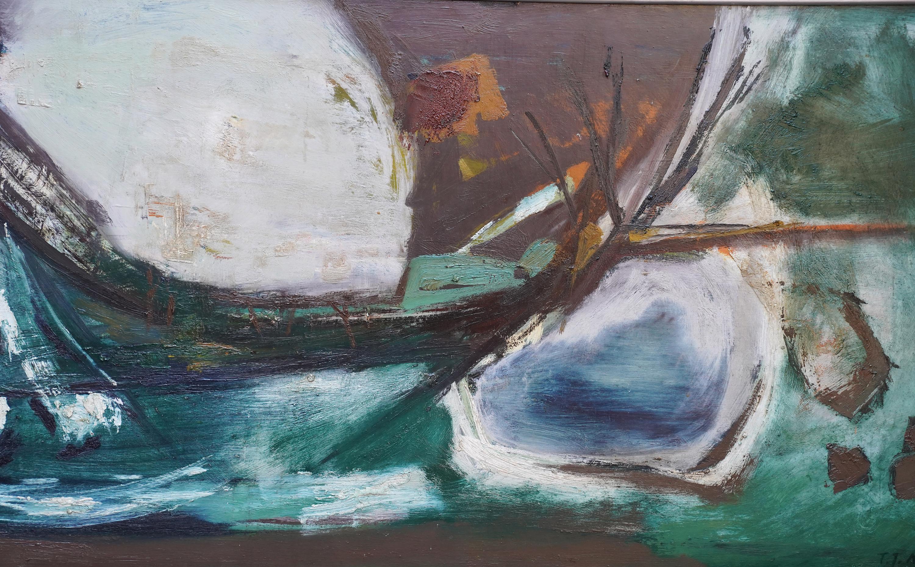 Vallée abstraite - Peinture à l'huile abstraite d'art gallois de 1963 - Abstrait Painting par Tom Nash