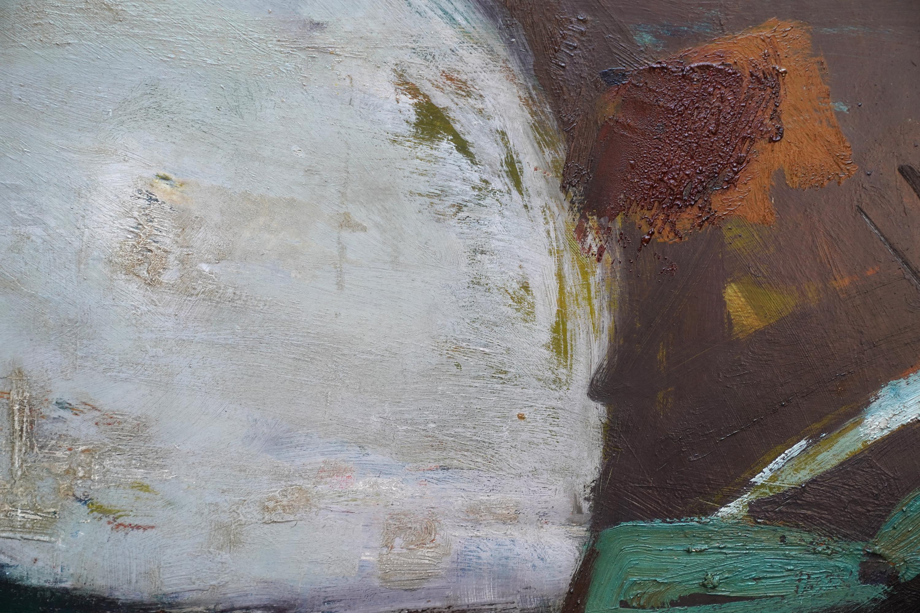 Vallée abstraite - Peinture à l'huile abstraite d'art gallois de 1963 en vente 2