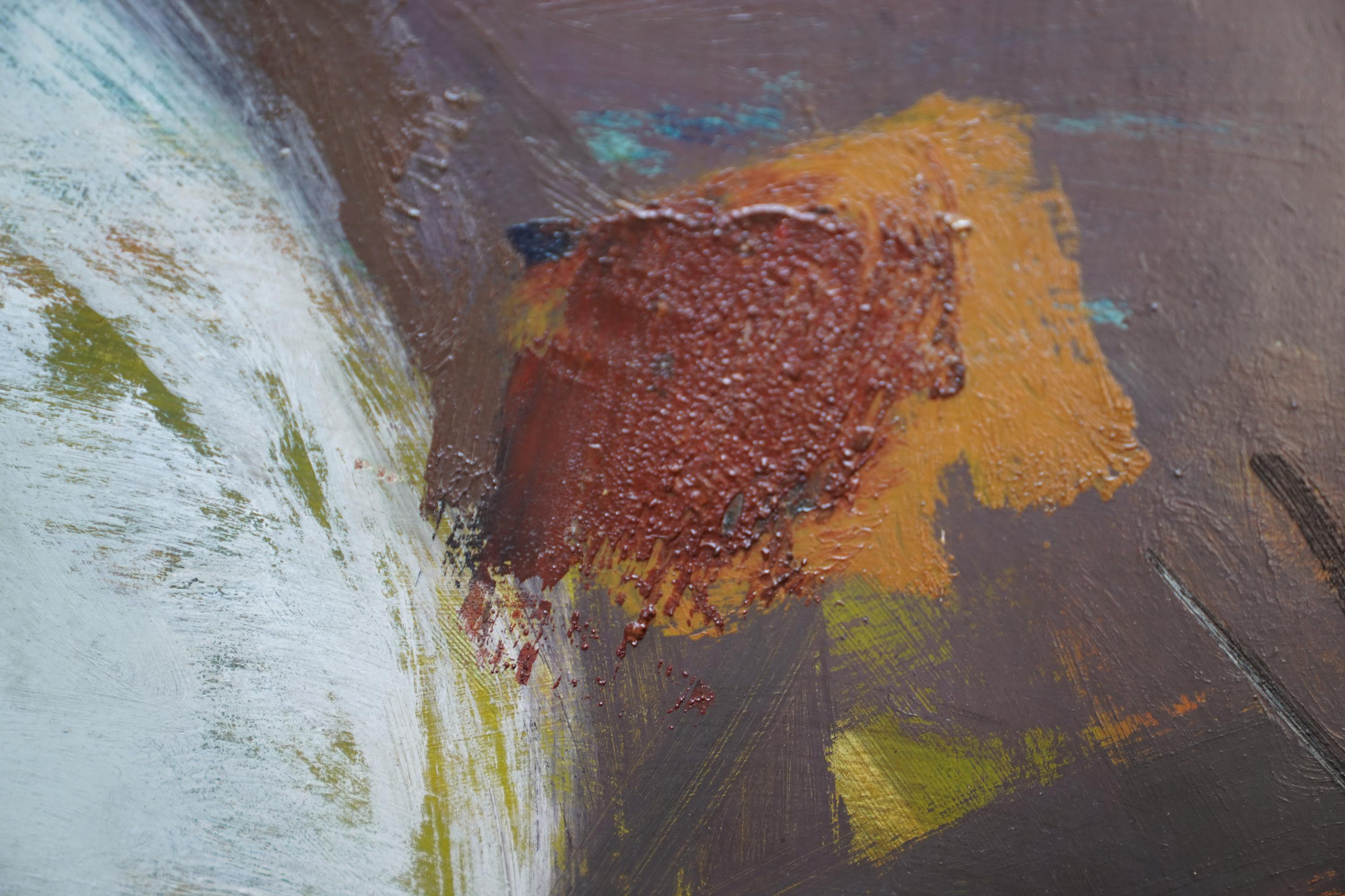 Vallée abstraite - Peinture à l'huile abstraite d'art gallois de 1963 en vente 3