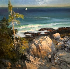 Landscape painting by Rockport Artist Tom Nicholas b. 1934 "By the Sea, Acadia"