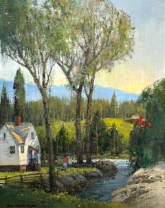 Tom Nicholas, N.A., AWS, figure and landscape painting "Wash Day, Vermont"