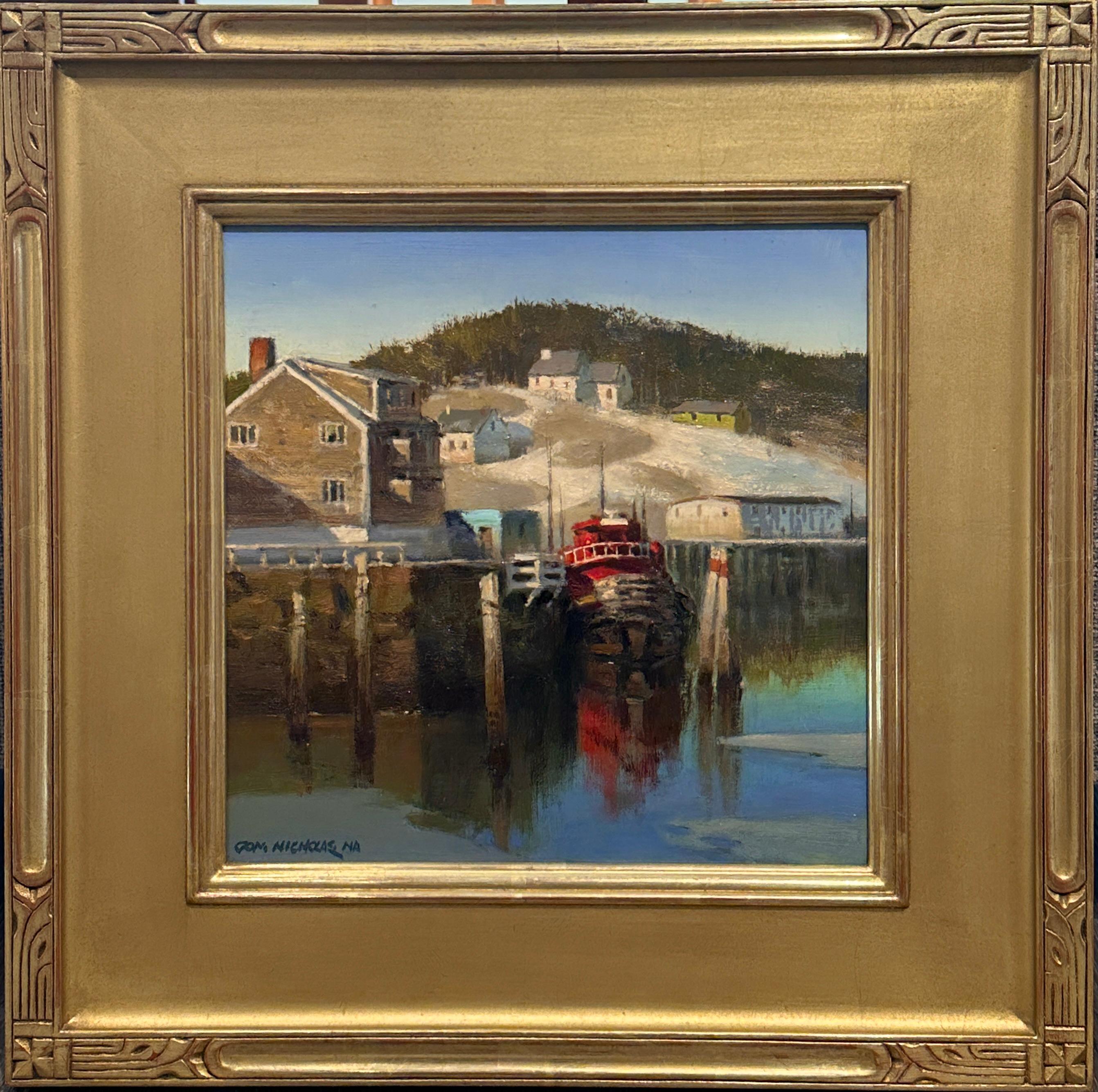 Tom Nicholas, N.A.  Tugboat, ME  Maine Harbor Ölgemälde im Angebot 1