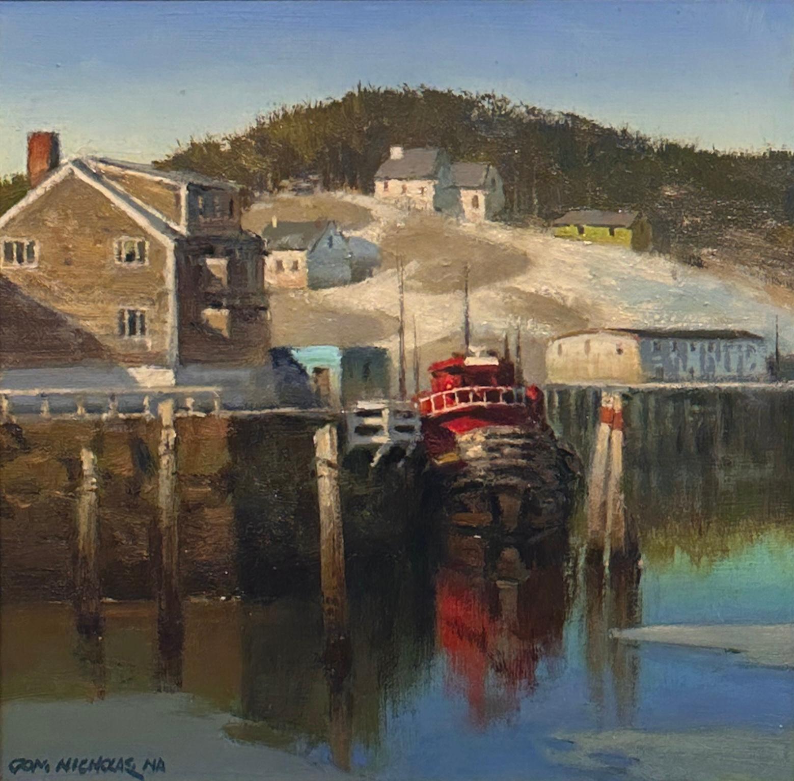Tom Nicholas, N.A. Tugboat, ME Maine Harbor Oil Painting