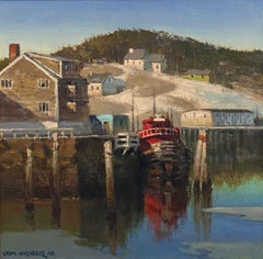 Tom Nicholas, N.A.  Tugboat, ME  Maine Harbor Oil Painting