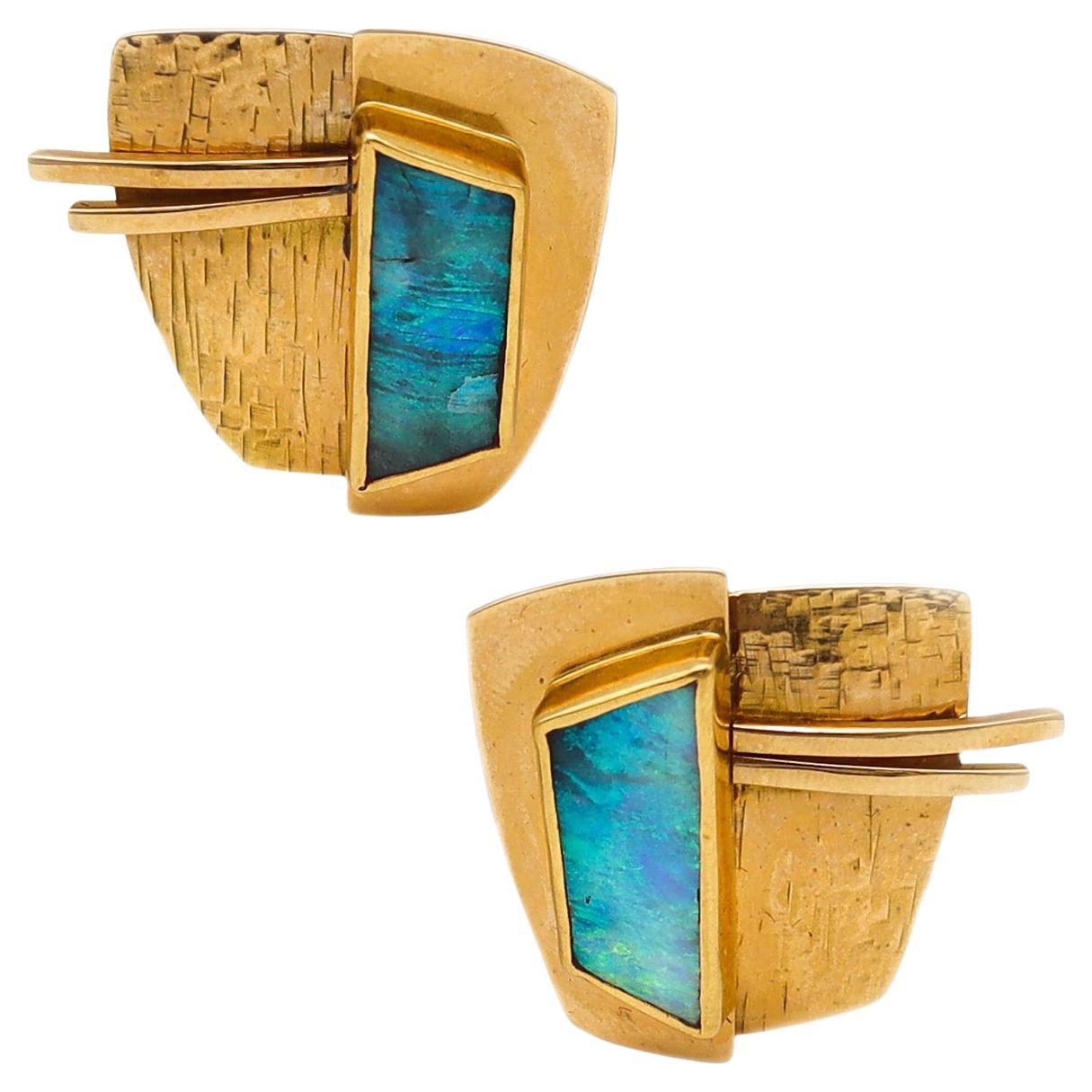 Tom Odell Vintage Studio Earrings In 18Kt Yellow Gold With 8.20 Ctw In Gem Opal