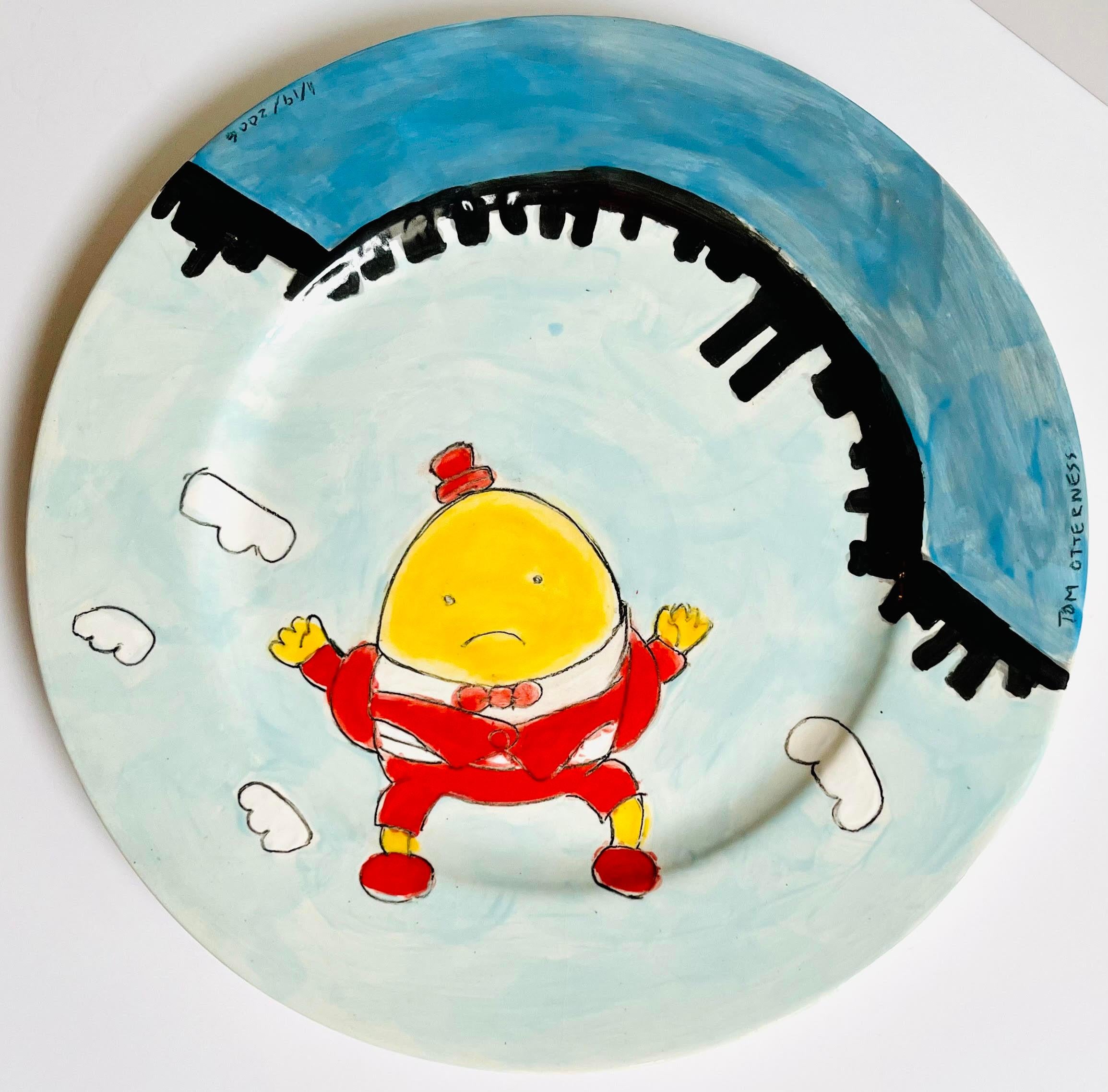 Macy's Humpty Dumpty unique, signed Ceramic Plate by famed sculptor iconic image - Mixed Media Art by Tom Otterness