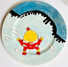 Macy's Humpty Dumpty plato de cerámica único y firmado por el famoso escultor imagen icónica
