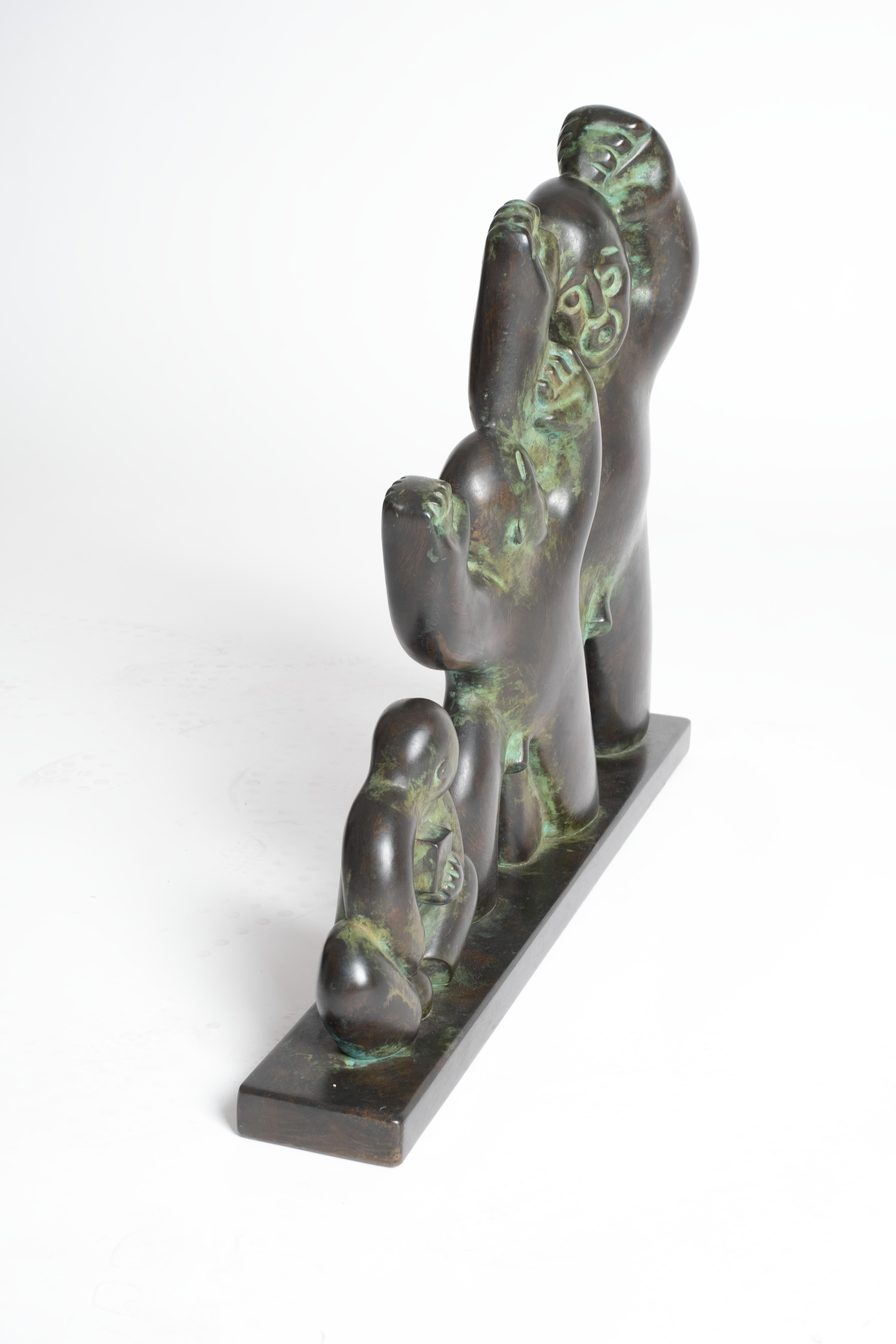 bronze family sculpture