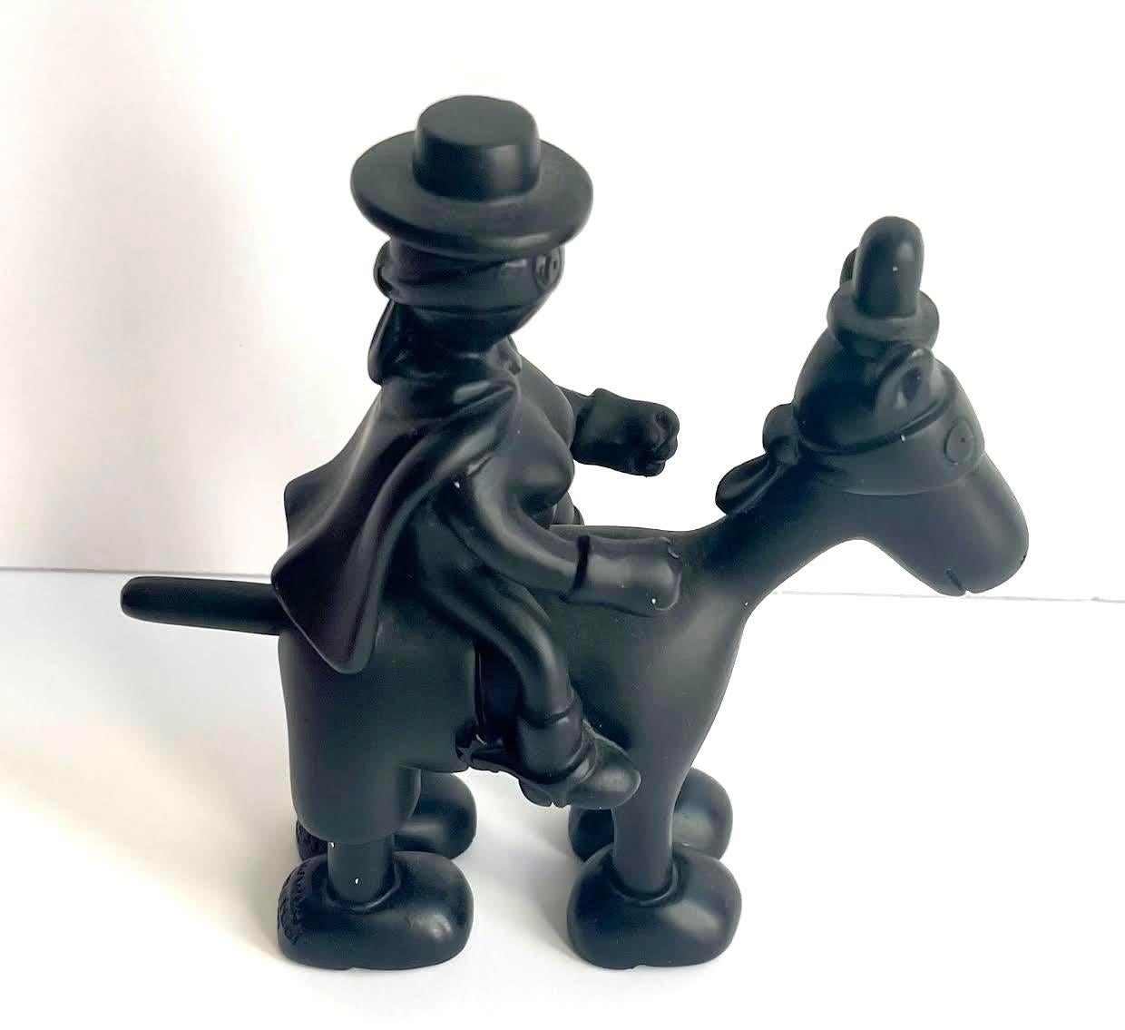 Tom Otterness
Horse and Rider Maquette, 2003
Black Resin Sculpture held in original box
5 1/2 × 3 1/2 × 2 inches
Held in original vintage box
This rare, highly collectible, limited edition uncommon 2003 Horse and Rider black resin maquette is a