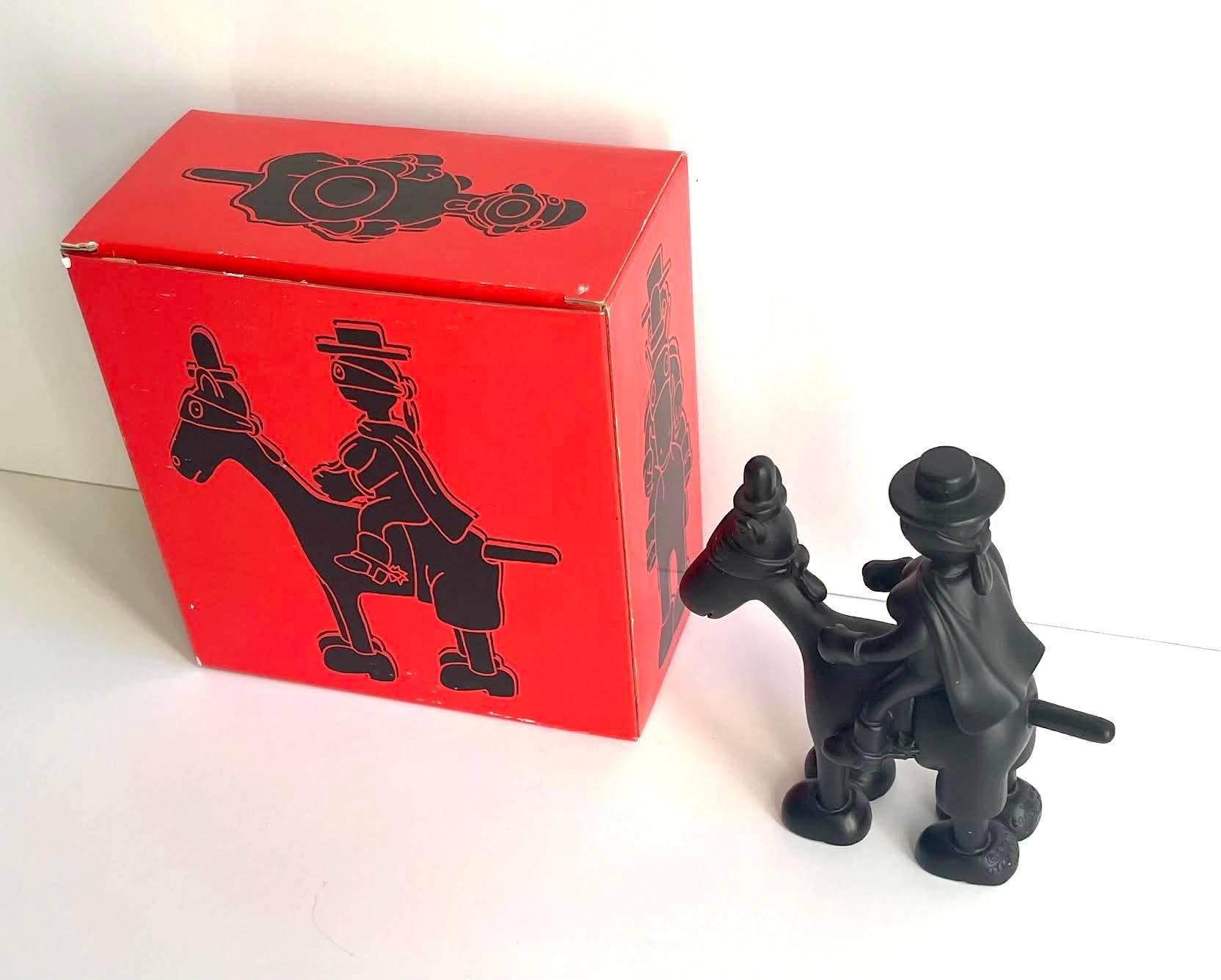 Tom Otterness, Scultura in resina con cavallo e cavaliere, nero (con scatola originale rossa) 9