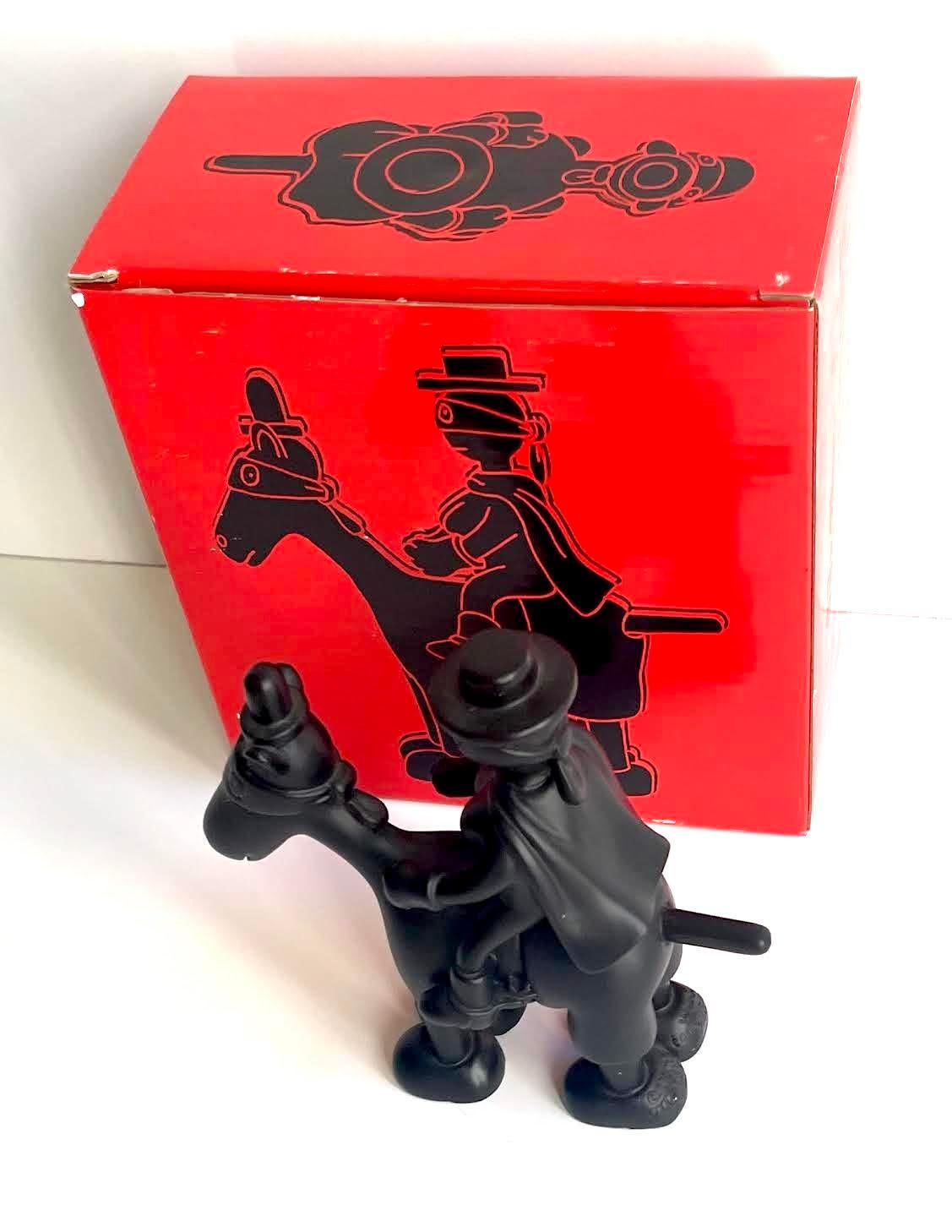 Tom Otterness, Scultura in resina con cavallo e cavaliere, nero (con scatola originale rossa) 10