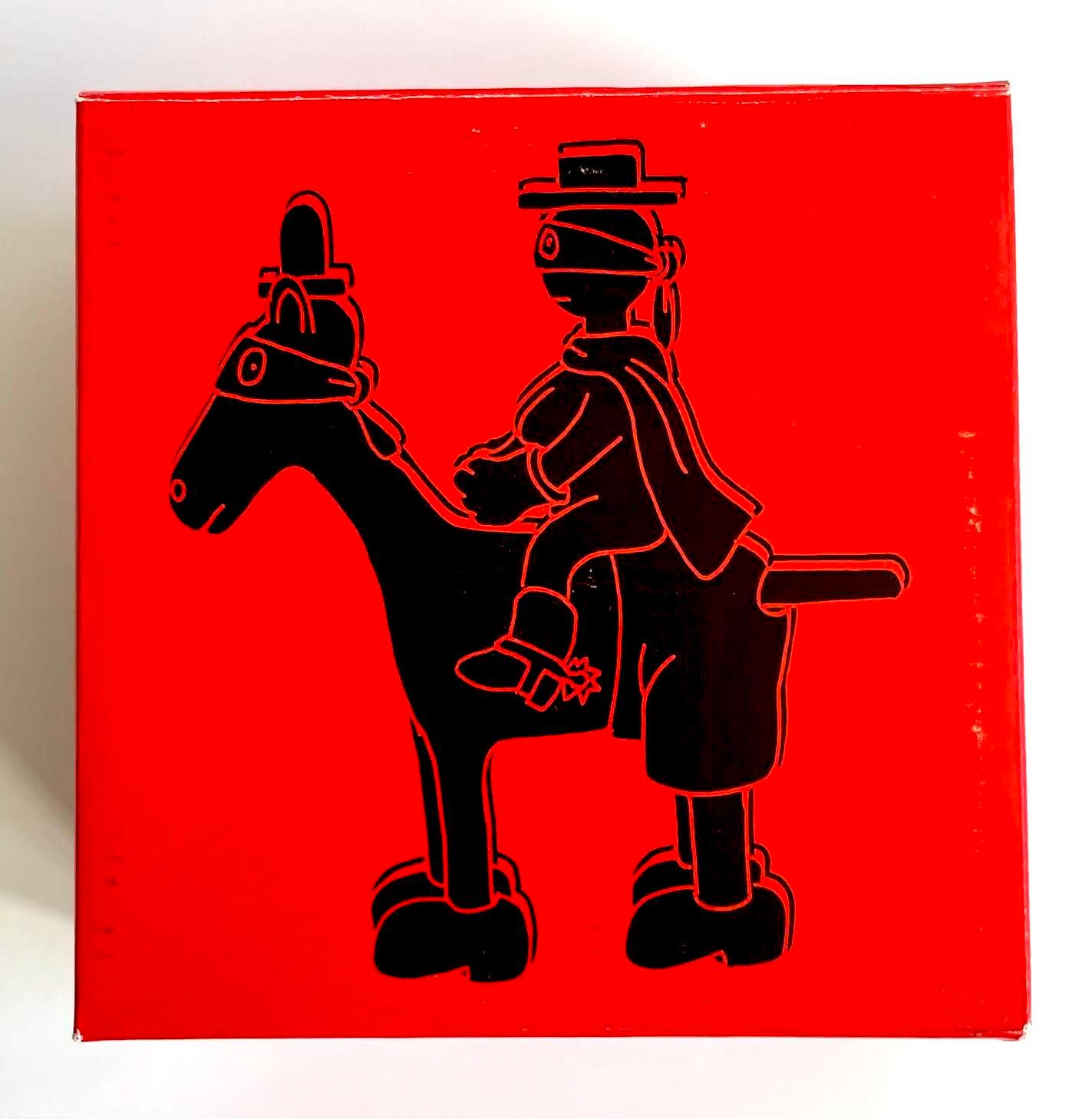 Tom Otterness, Scultura in resina con cavallo e cavaliere, nero (con scatola originale rossa) 11