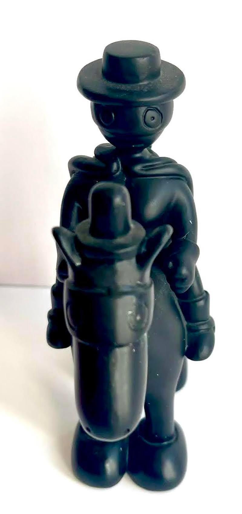 Tom Otterness, Scultura in resina con cavallo e cavaliere, nero (con scatola originale rossa) 5