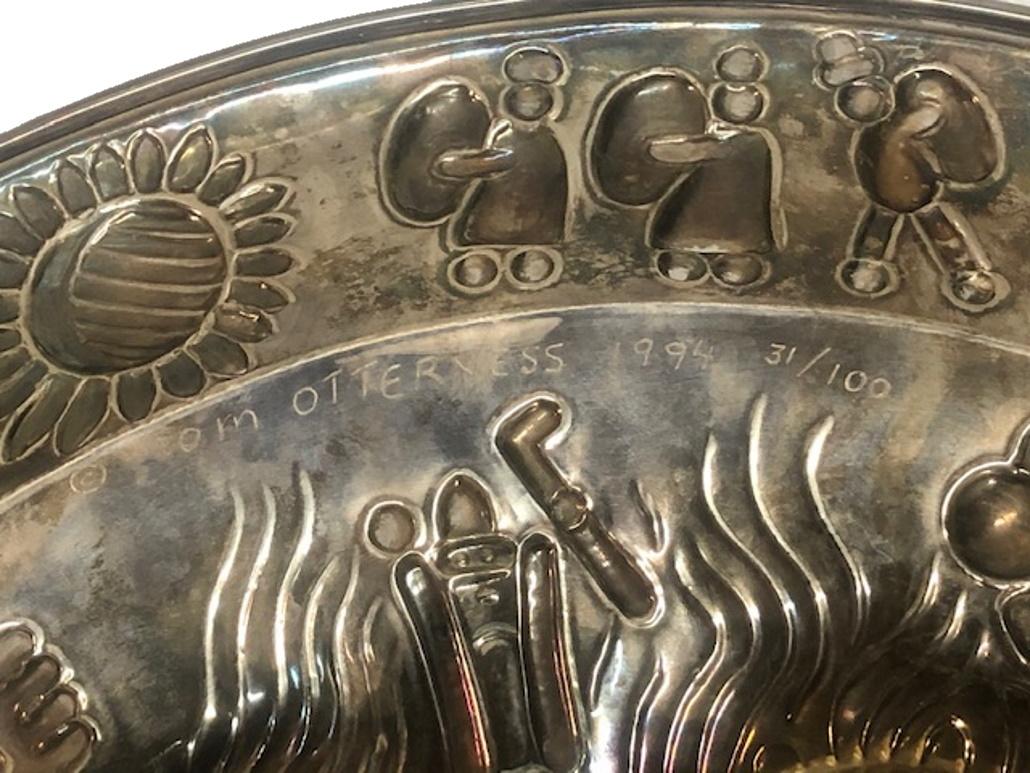 Hand-Crafted Tom Otterness, a Sterling Silver Seder Plate, Ltd. Ed. 31/100, 1994 For Sale