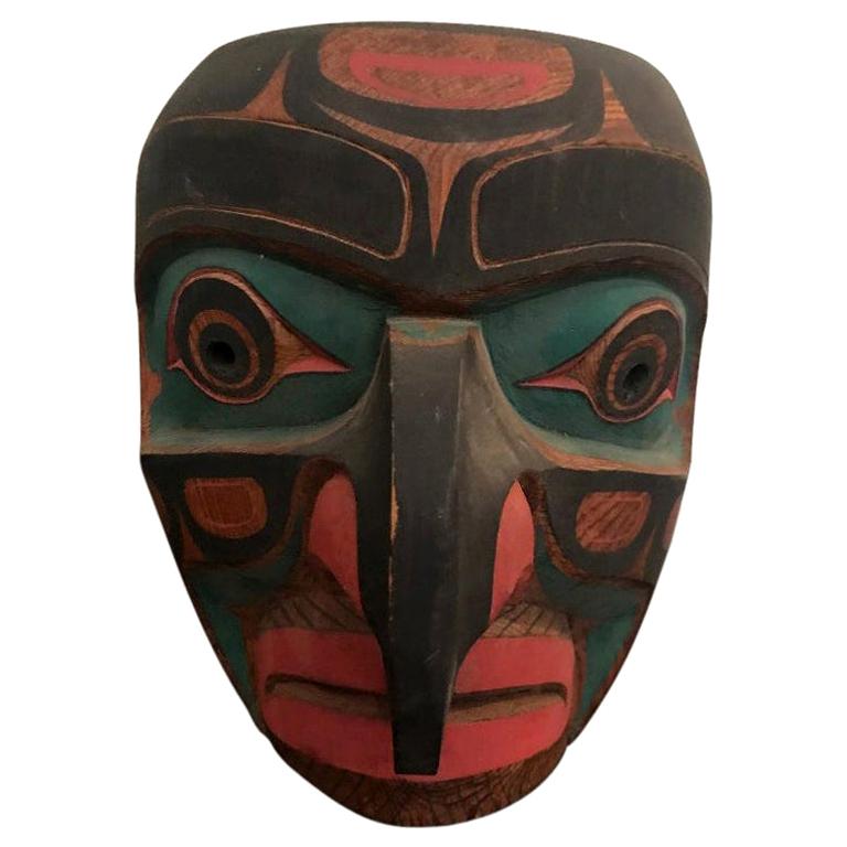 Tom Patterson Pacific Northwest Coast Kwaguilth Hawk Man Cedar Carved Mask