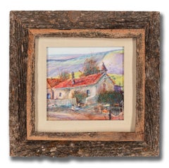 "1940-New Mexico Kids" aka "The Old Church" Framed Mixed Media by Tom Perkinson