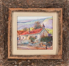 "1940-New Mexico Kids" aka "The Old Church" Framed Mixed Media by Tom Perkinson