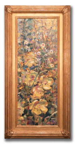 ""1940 - Summer Flowers" - Acrylique originale sur toile de Tom Perkinson, encadrée
