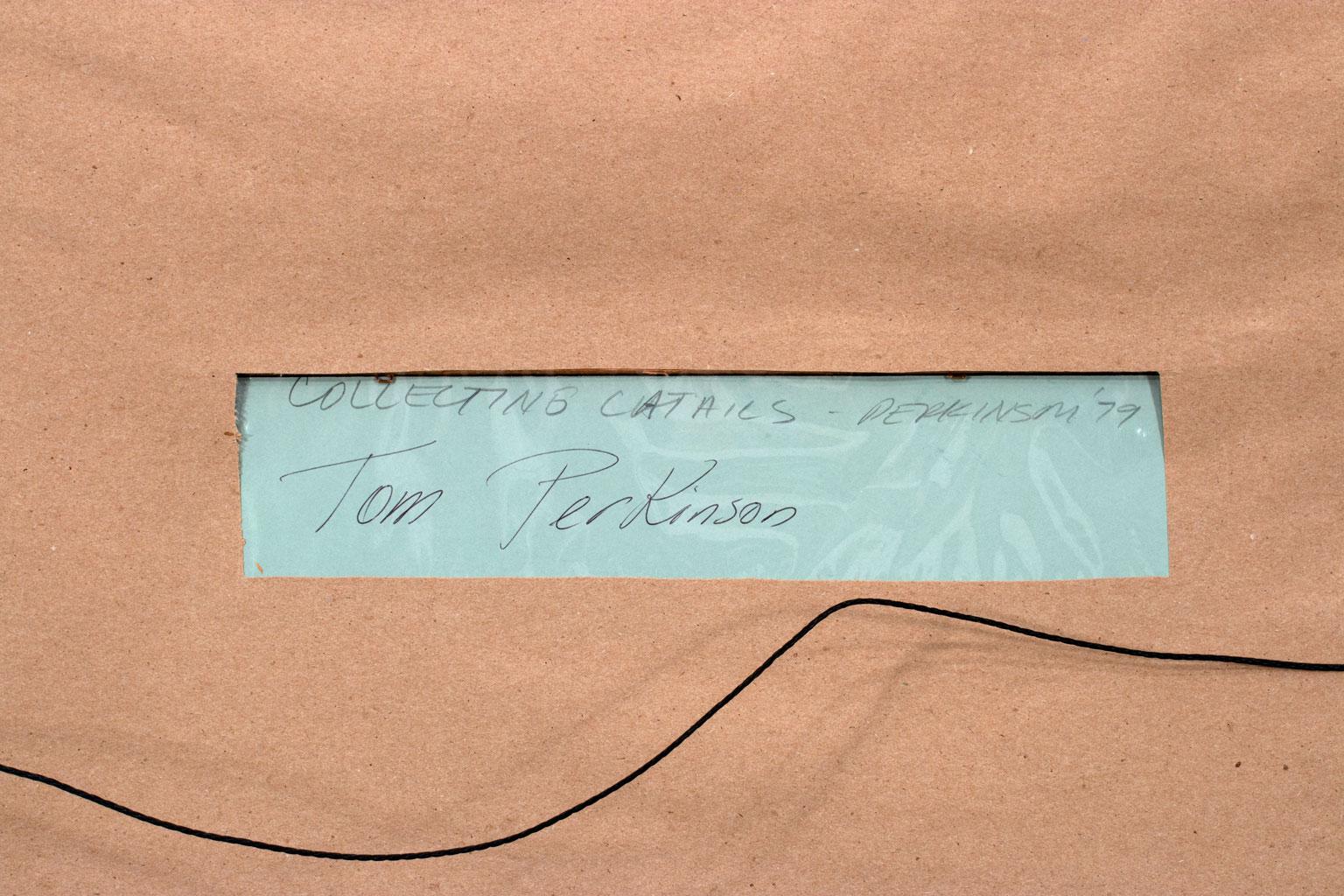 « Coloring Cattails », technique mixte originale sur panneau de Tom Perkinson, encadrée en vente 7