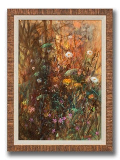 "Fennell" Original Mixed Media on Board Floralscape by Tom Perkinson, Framed